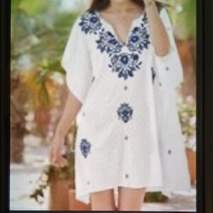 Sundance Embrodered Swim Cover Up Vacation Resort Womens M